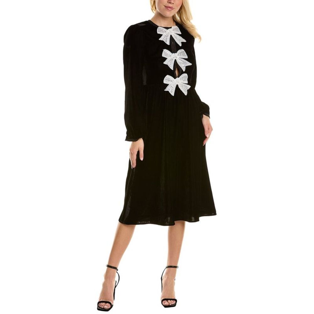 O.P.T. Bows Midi Velvet Dress - NWT